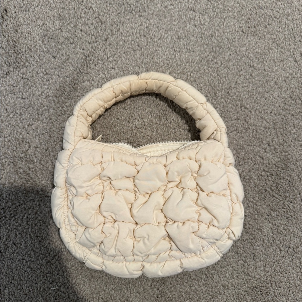 Elegant Cream Quilted Handbag